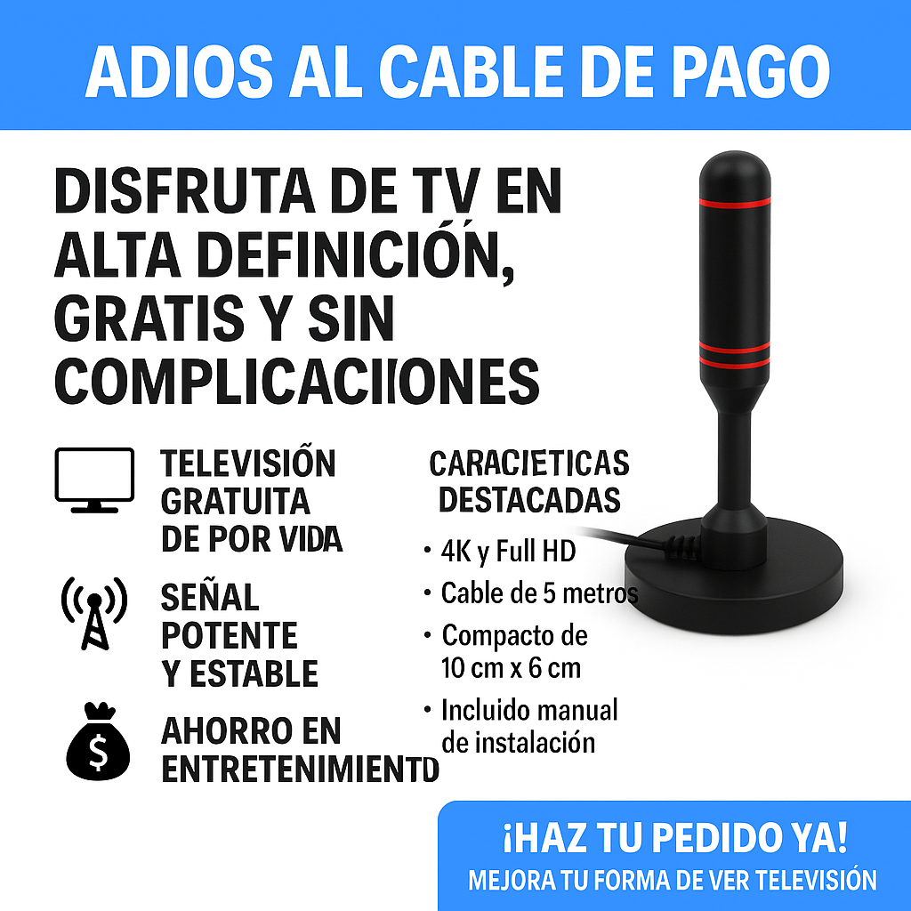 Antena Digital 4K TDT 2025 + CANALES GRATIS.